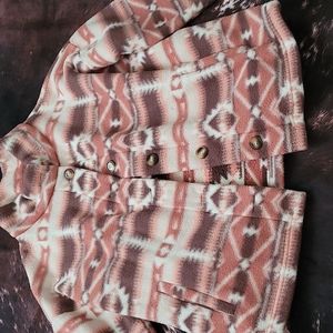 Fleece aztec button jacket